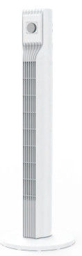 assoalho interno branco da casa 110V que está o fã da torre do fã elétrico com velocidade do temporizador 24ft/s