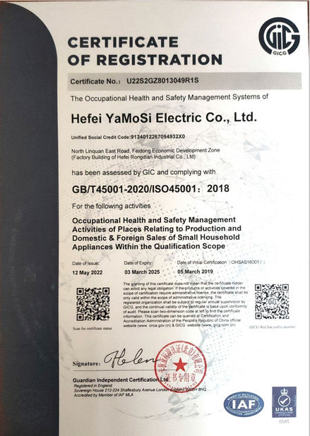 China Hefei Amos Electric Co., Ltd. Certificações